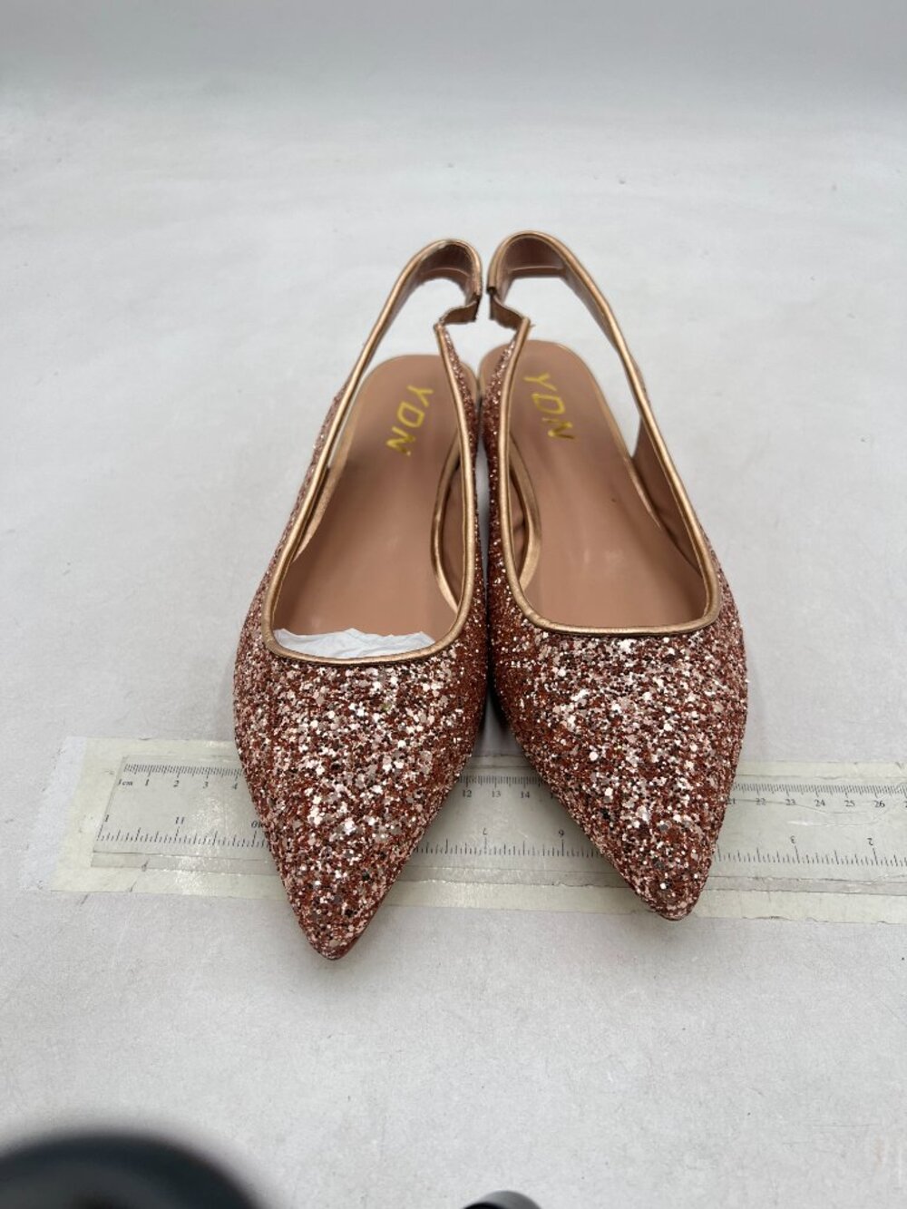 YDN Rose Gold Pointed Toe Slingback Low Heel Slide Sandals Slip Pump - Picture 3 of 8